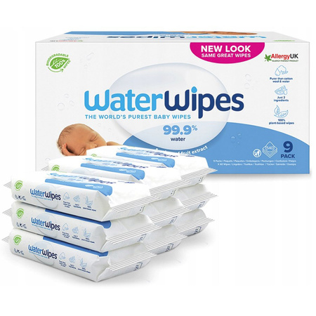 WaterWipes 9x60szt chusteczki nawilżane wodne dla noworodków i niemowląt BIO